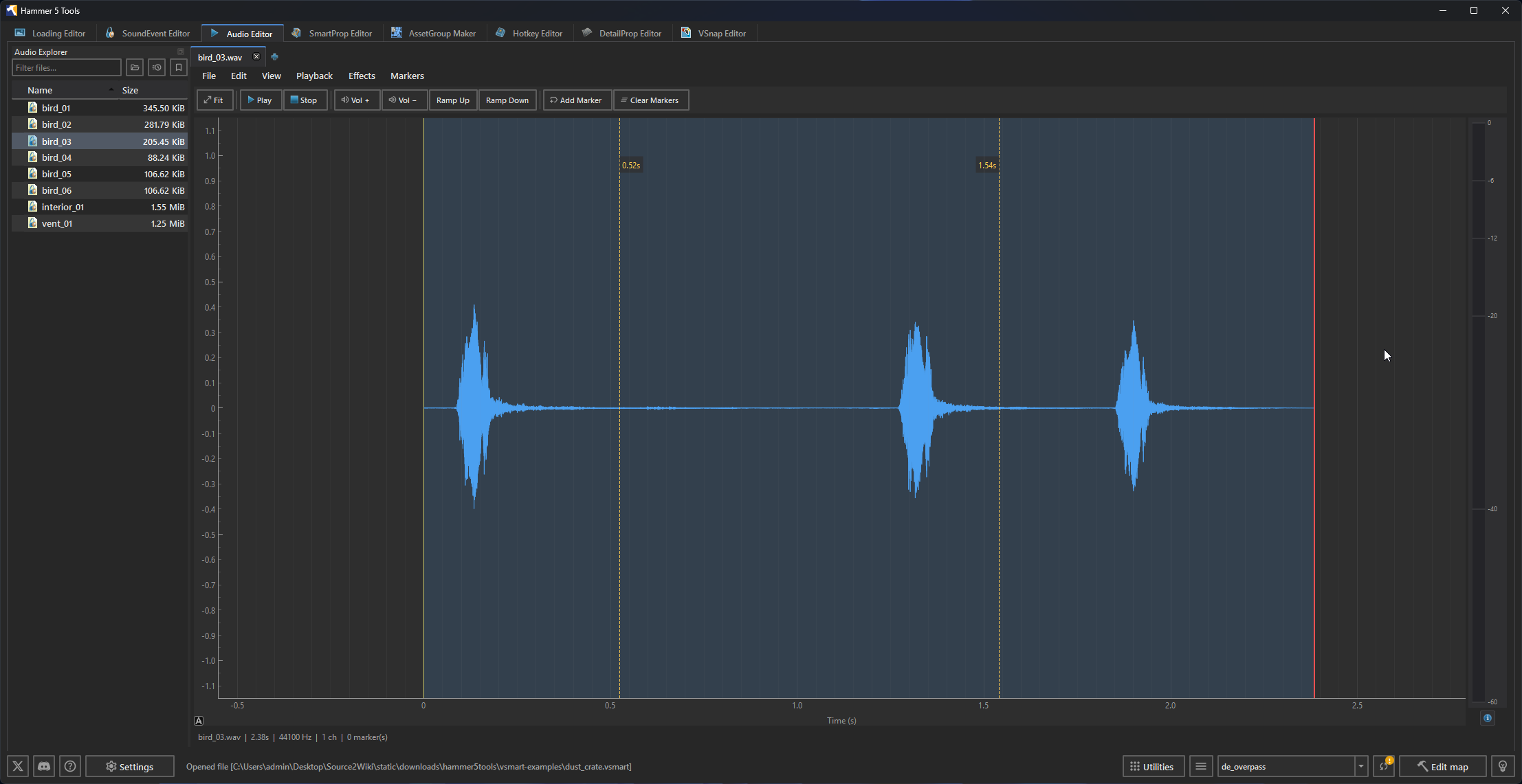 Audio Editor interface with waveform controls