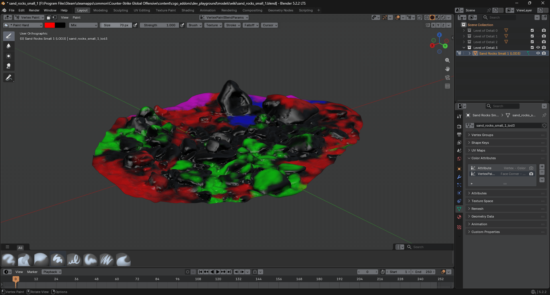Screenshot showing vertex colors applied to the model