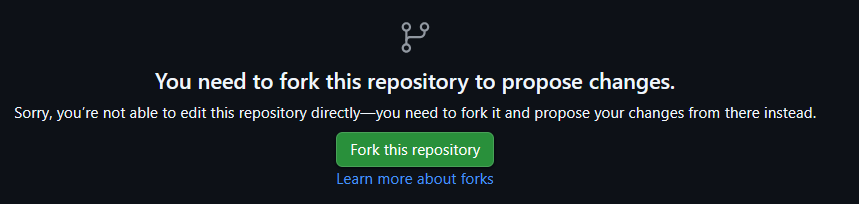 Forking the repository Finding the "Forking the repository" button