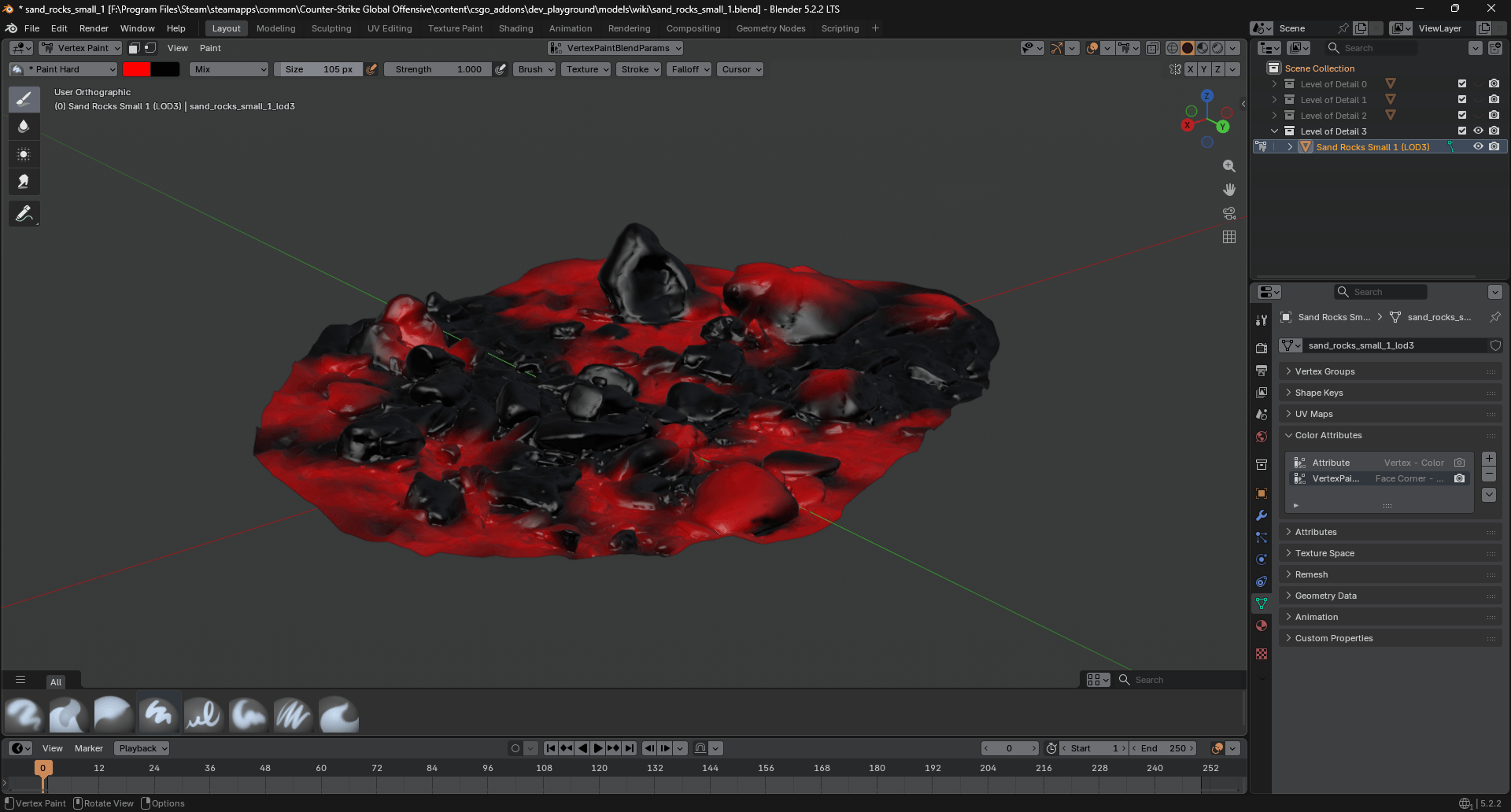 Screenshot showing vertex colors applied to the model