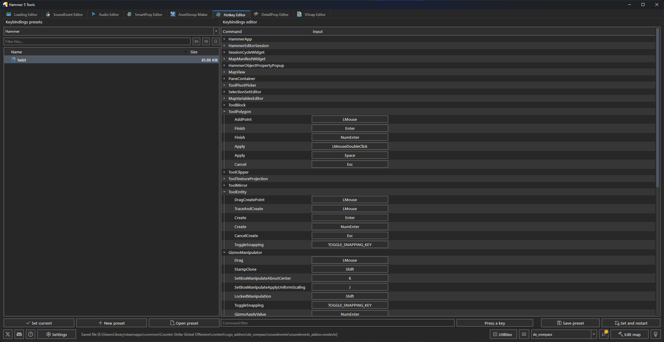 Hotkey Editor interface