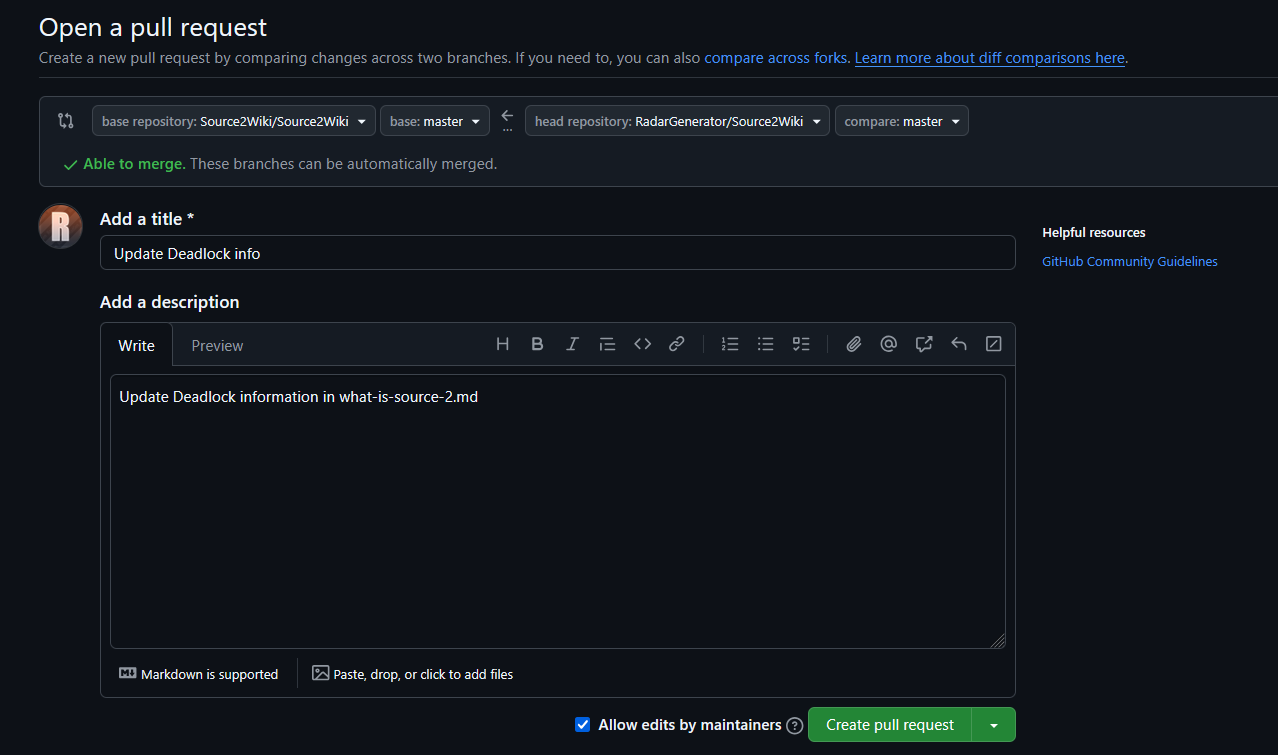Finalise the pull request How to finalise the pull request