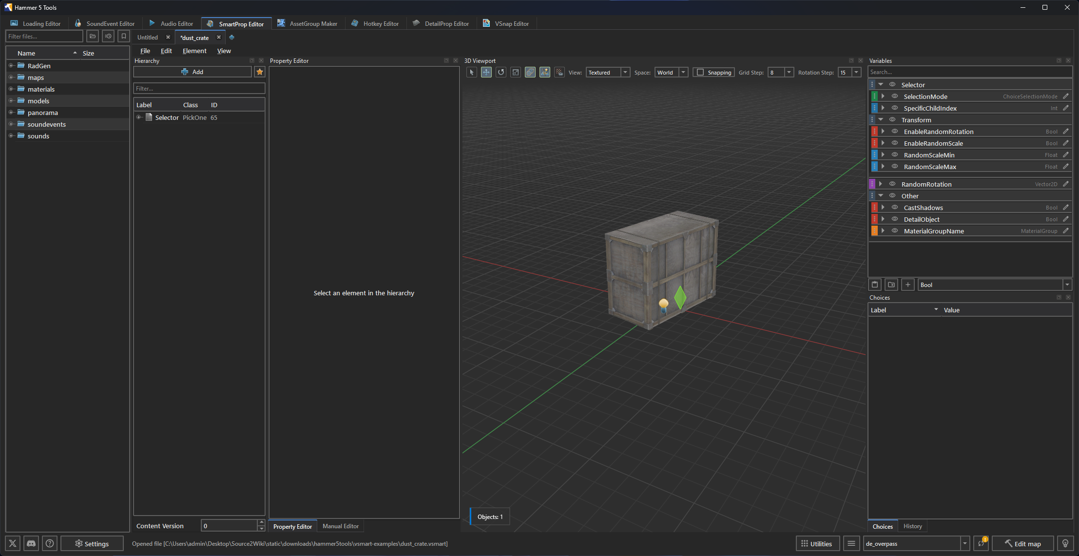 SmartProp Editor interface