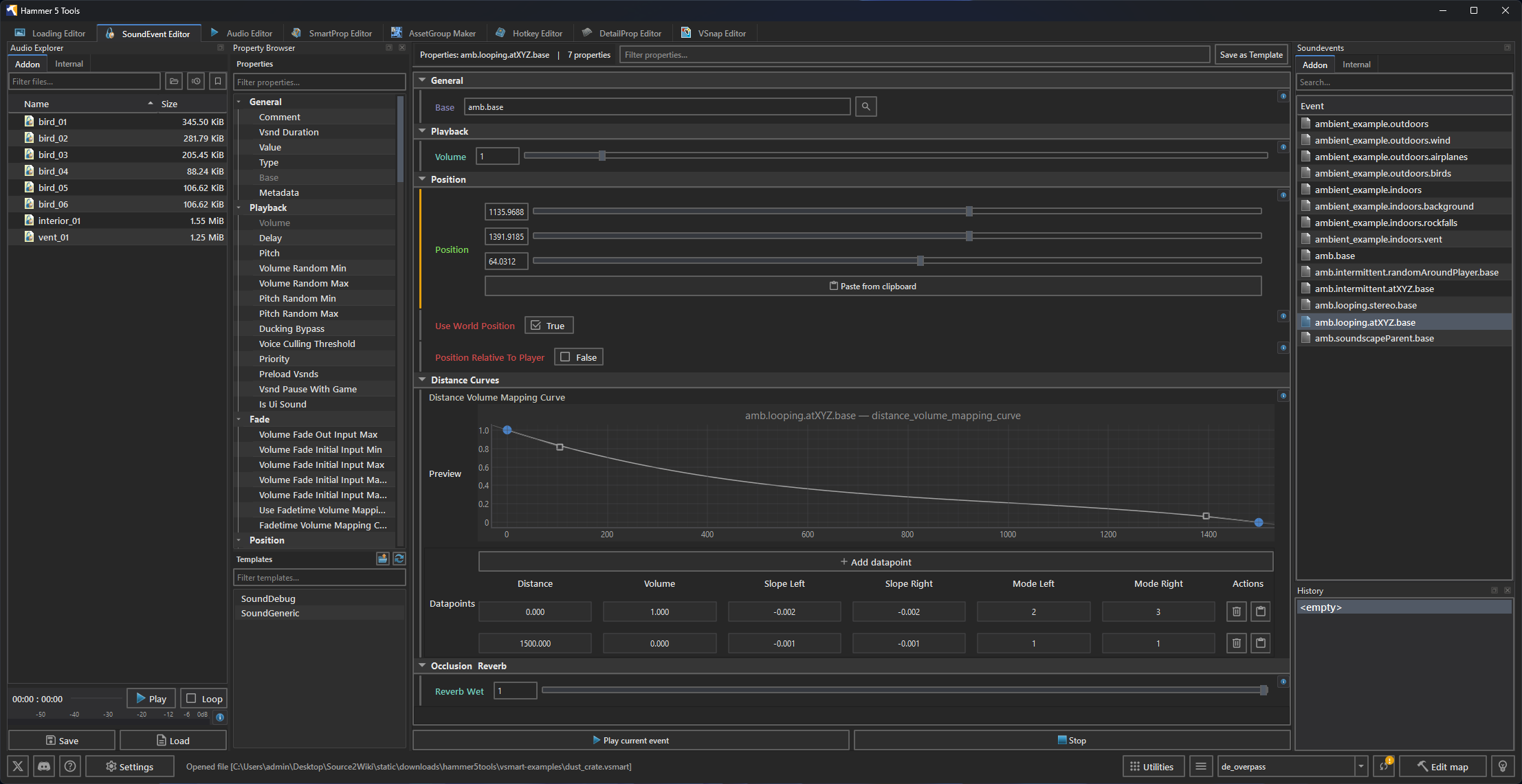 SoundEvent Editor interface